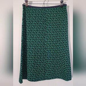 Navy and Green Silk Skirt Diane von Furstenberg Size 2